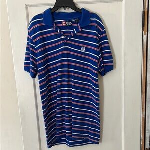 Chaps Men’s Blue Striped Polo Shirt Casual Medium Short Sleeve Shirt